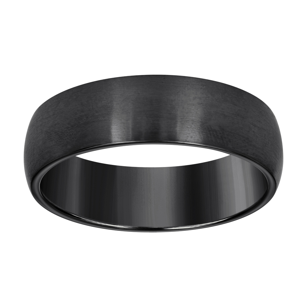 Stainless Steel Black-tone Mens Comfort-Fit Wedding Band 7mm Size 12